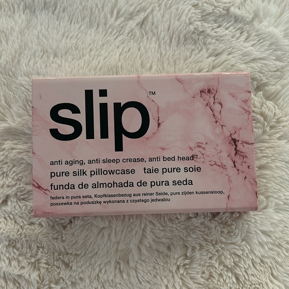 Pink and white marble Slip silk pillowcase